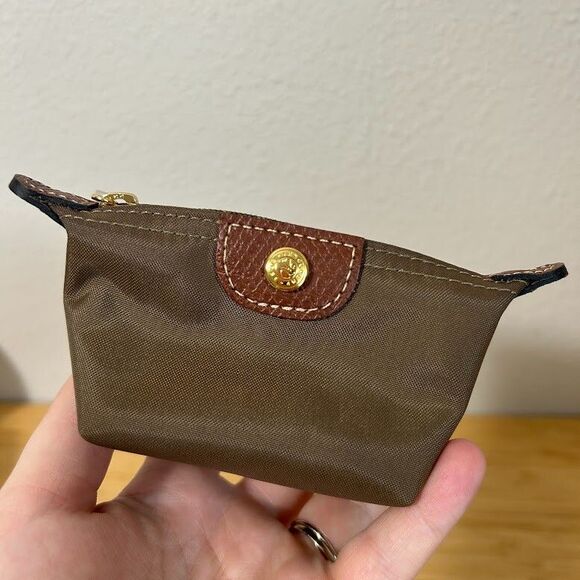 Longchamp Le Pliage Coin Purse Khaki Olive Green Nylon Mini The Original - Picture 2 of 7